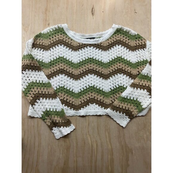 Truth by Republic Sweater Western Festival Large Crochet Knit Pullover Boho Crop - Picture 1 of 6